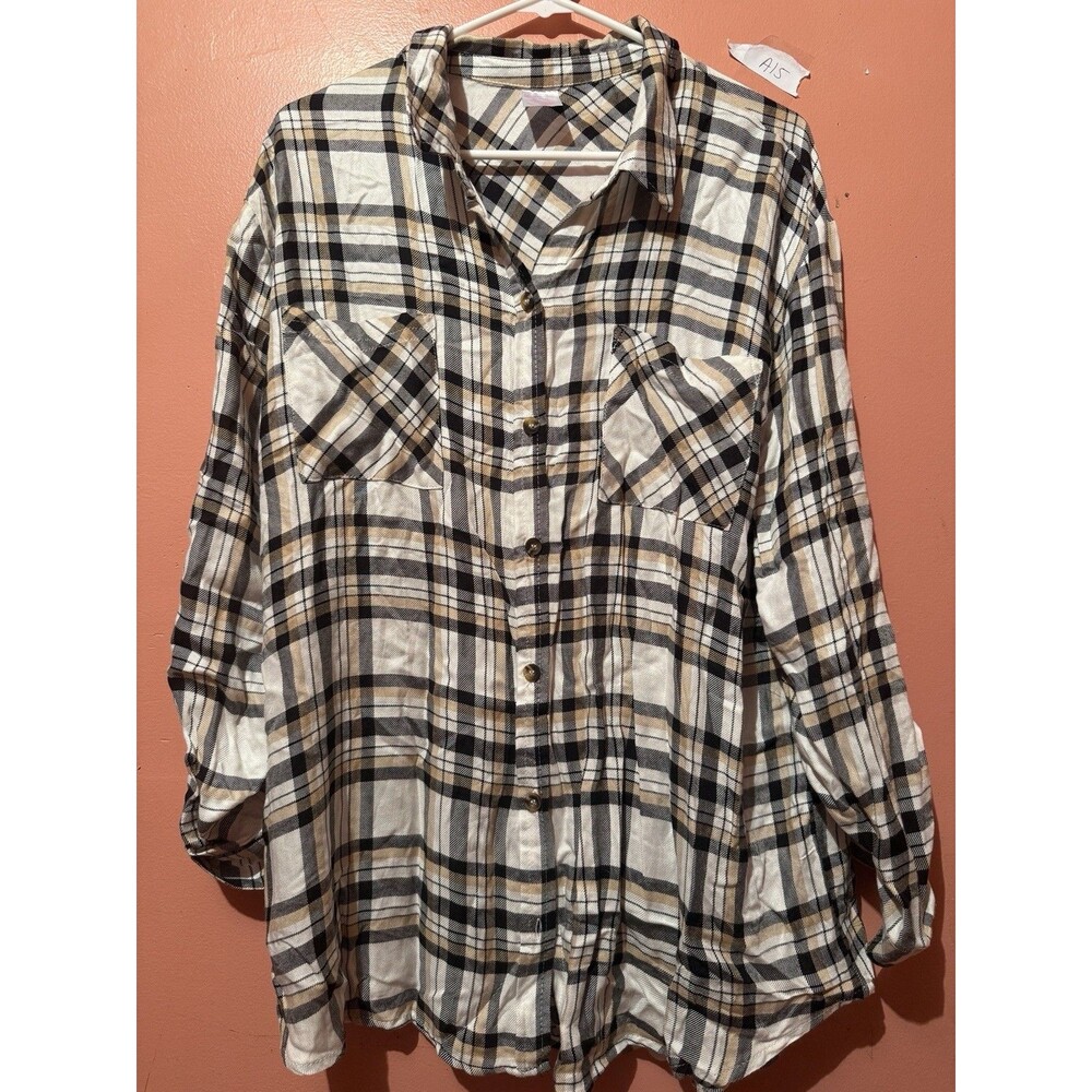 3/$15 No Boundaries Womens Flannel Shirt XXL Double Extra Large 19 Button Up
